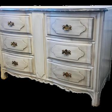 Antique Painted Gray and White Chest