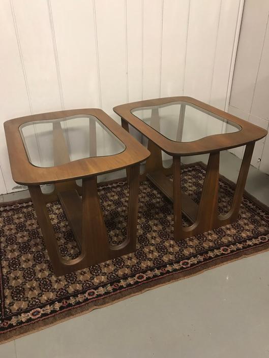 Bassett  Side Tables with glass insert 