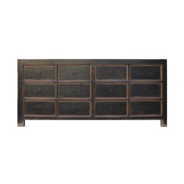 Oriental Black Lacquer 12 Drawers Console Sideboard Table Cabinet cs5363S