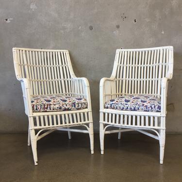Pair of Vintage Rattan Arm Chairs