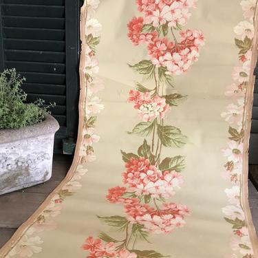 Antique French Wallpaper, Hydrangea Floral Motif, Early 1900s Wallpaper, French Chateau Decor 