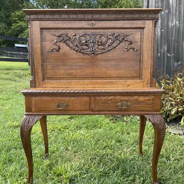 Antique Carved-Oak Secretary