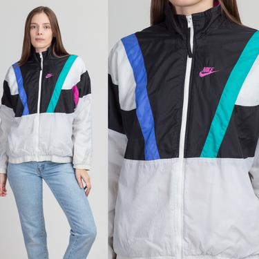 90s Nike Women's Color Block Windbreaker - Medium | Vintage Streetwear Colorful Striped Track Jacket 