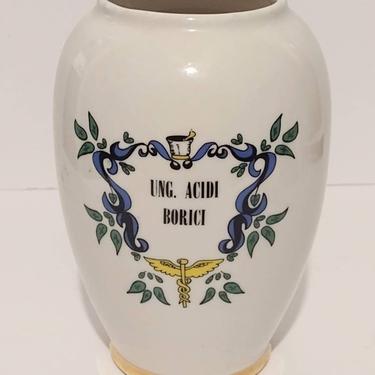 Vintage Fashioned by Blair Porcelain Caduceus Apothecary Vase Made in USA 7&quot; 