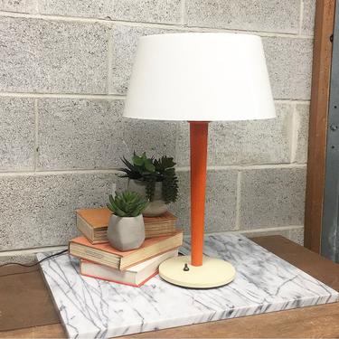 Vintage Lamp Retro 1960s Gerald Thurston for Lightolier + Orange and White + Plastic + Table lamp + Mid Century Modern + Lighting + Decor 