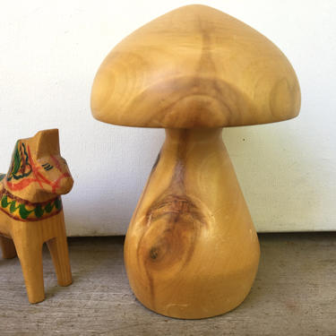 Vintage Wood Mushroom By Spinning Aspen, Butte Colorado, Hand Made, Wooden Mushroom 