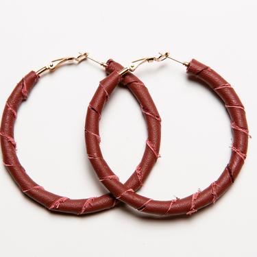 Red Leather Hoops, Red Hoops 