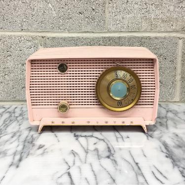 Vintage Radio Retro 1950s RCA Victor + Model 8-X-6F + Pink Color + Plastic + Tube + Electric + Home Audio + Collectible + Decor 