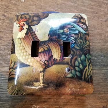 Rooster Double Light Switch Cover