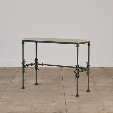 Giacometti Style Console Table with Travertine Top