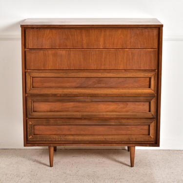 Mid Century 5 Drawer Vintage Walnut Highboy Dresser, as Found 