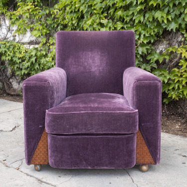 Art Deco Mohair Vintage Purple Velvet Club Chair