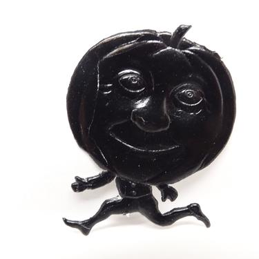 Antique 1920's German Halloween Die Cut Embossed Black Running Jack-o-lantern, Vintage JOL Party Decor 