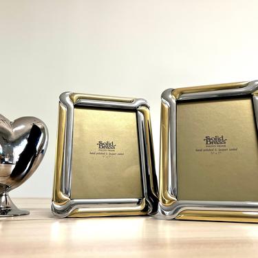 1980s Solid Brass 5x7 Picture Frames - Sold as a Pair 