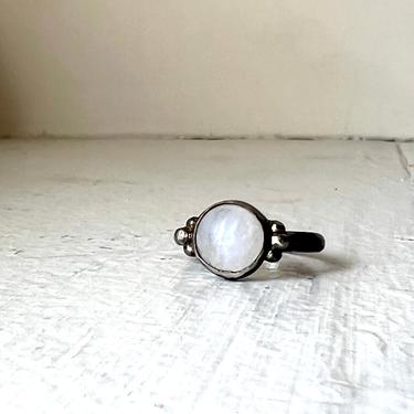 Black Pebble Moonstone Ring in Recycled Oxidized Sterling Silver Handmade Moody Stormy Cloudy Ring 