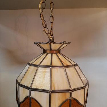 Vintage Stained Glass Single Bulb Pendant Light