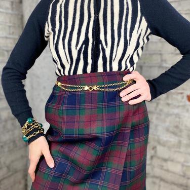 Vintage Wool Plaid Skirt Holiday Party 