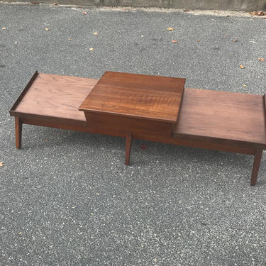 Gunlocke furniture company mid century walnut coffee table 