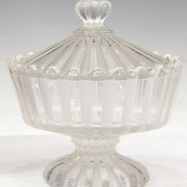 Vintage French Baccarat Crystal Frosted &amp; Clear Coverd Candy Dish / Mustard Pot 