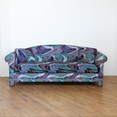 80s Postmodern Sofa Abstract Matisse Memphis Wavy Furniture Rainbow Colorful 