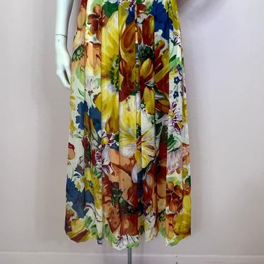 Vtg 1980s does 1940s colorful flower midi skirt by Geiger 