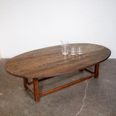 Vintage Oval Tiger Oak Wood Drop Leaf Coffee Table 