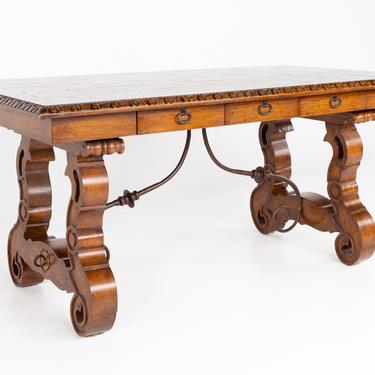 Contemporary Patchwork and Iron Writing Desk 