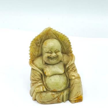 Vintage Carved Soapstone Happy Buddha Figurine - 2.5 