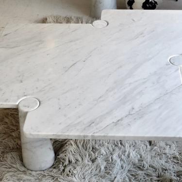 Angelo Mangiarotti Eros Collection Freccia White Carrara Marble Coffee Table