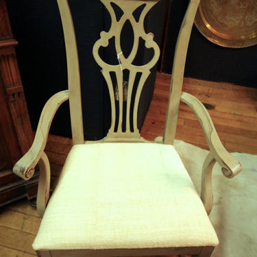 Drexel Chippendale Chairs - Set of 6, Recovered in Antique Hemp and painted Gray/Green LOCAL Alexandria PICK UP Only. 