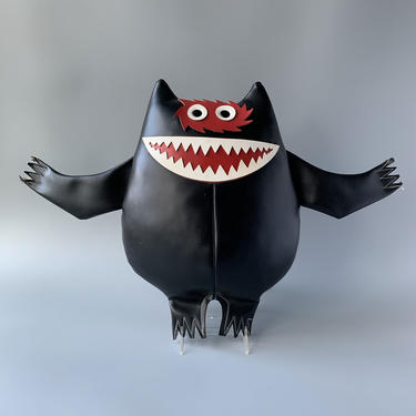 Large Vintage Black Nauga Monster Mid Century Art Doll 