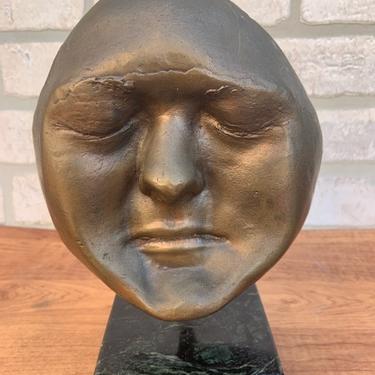 Bronze Face Sculpture on Marble Stand