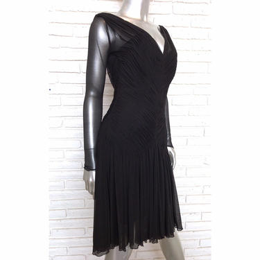 Vicky Tiel Couture Bergdorf Goodman Short Ruched Black Dress S by TheUnapologeticSoul