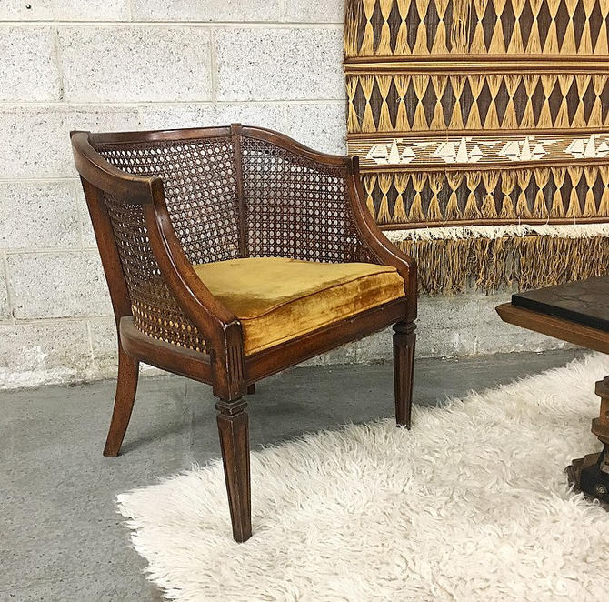 Local Pickup Only Vintage Wood And Cane Barrel Chair Retro 1970