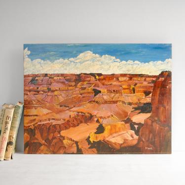 Vintage Landscape Painting of the Grand Canyon, Southwest Landscape Oil Painting 