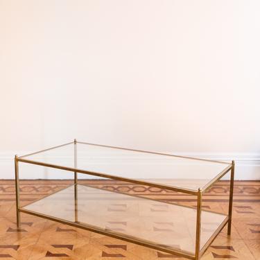 Brass and Glass Two Tier Cocktail Table