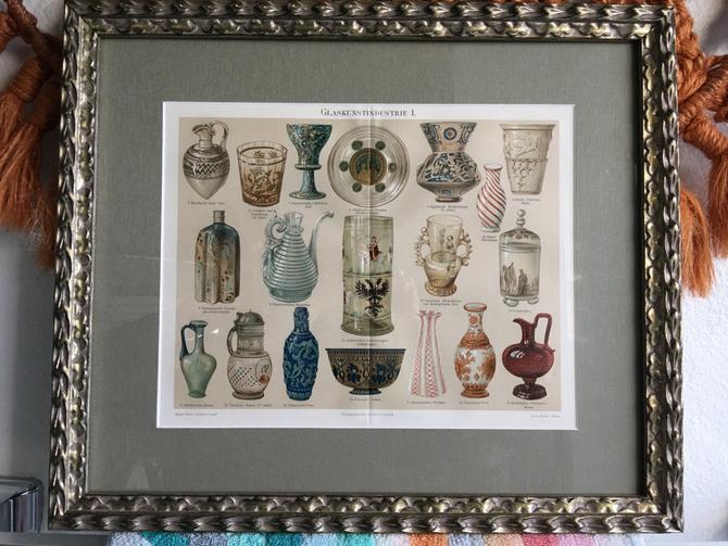 Framed Antique Glass Print, 1898 by CtheLightInteriors
