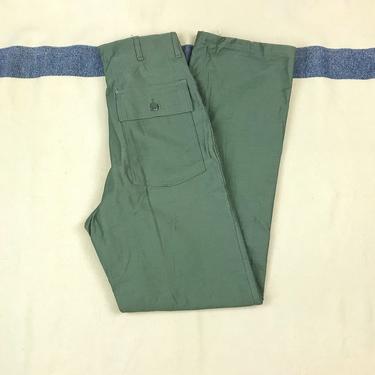 Marked Size 30x35 (30x34) New Old Stock Vintage Men’s 1960s US Army OG-107 Cotton Sateen Button Fly Baker Pants Utility Trousers 