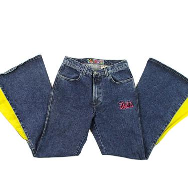 90s JNCO Jeans 28&amp;quot; Waist Womens size 9, Vintage JNCO Rave Club Kid Wide Flare Parachute Pants 