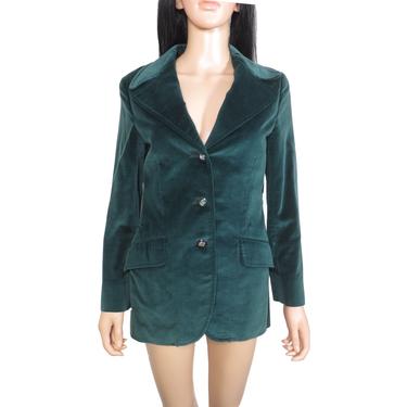 Vintage 60s/70s Green Velvet Blazer Size S 