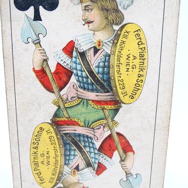 Antique Austrian Antique Playing Card, Piatnik & Söhne Tarot Jack of Clubs, Vienna, Vintage Ephemera 
