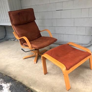 Vintage Ikea Poang Swivel Chair/Otto Set 