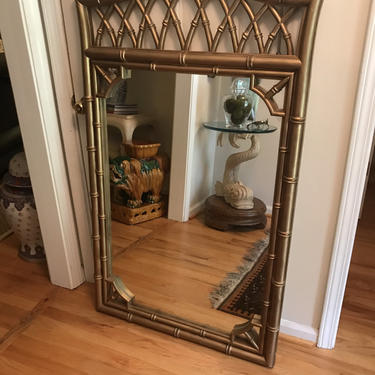 Vintage large faux bamboo mirror 