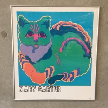 1980 March Green Cat Poster by Mary Carter