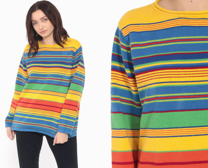 Rainbow Striped Sweater 00s Lauren Ralph Lauren Knit Sweater ROLL 
