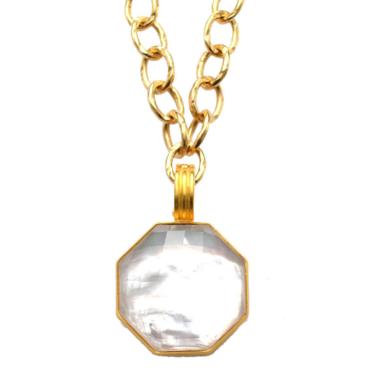 Octagonal Mother of Pearl Doublet Pendant