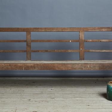 Narrow Seated Teak Dutch Colonial Bench with Simple Slatted Back