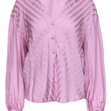 Joie - Pink Satin Striped Button-Up Blouse Sz S
