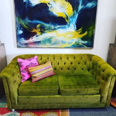 Mid century modern, franklin brothers, tufted chenille sofa and love seat. $550 love seat $750 sofa. 