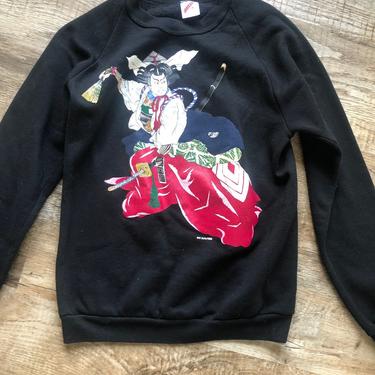 Vintage 1991 Qualitees Samurai Print Sweatshirt 